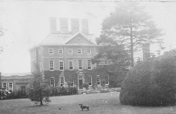 North front of Winslow Hall with dog